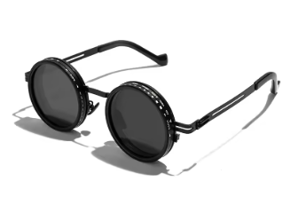 SHAUNA Retro Metal Round Punk ND9-level Adjustable Dimming Sunglasses